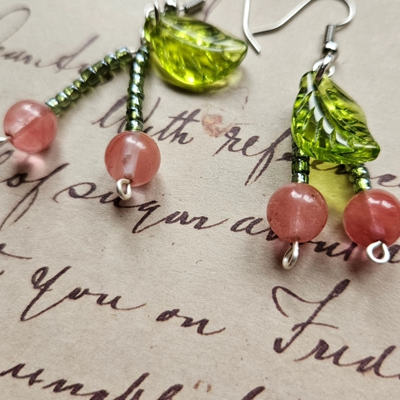 Cherry Quartz Earrings - Picture 4 of 6